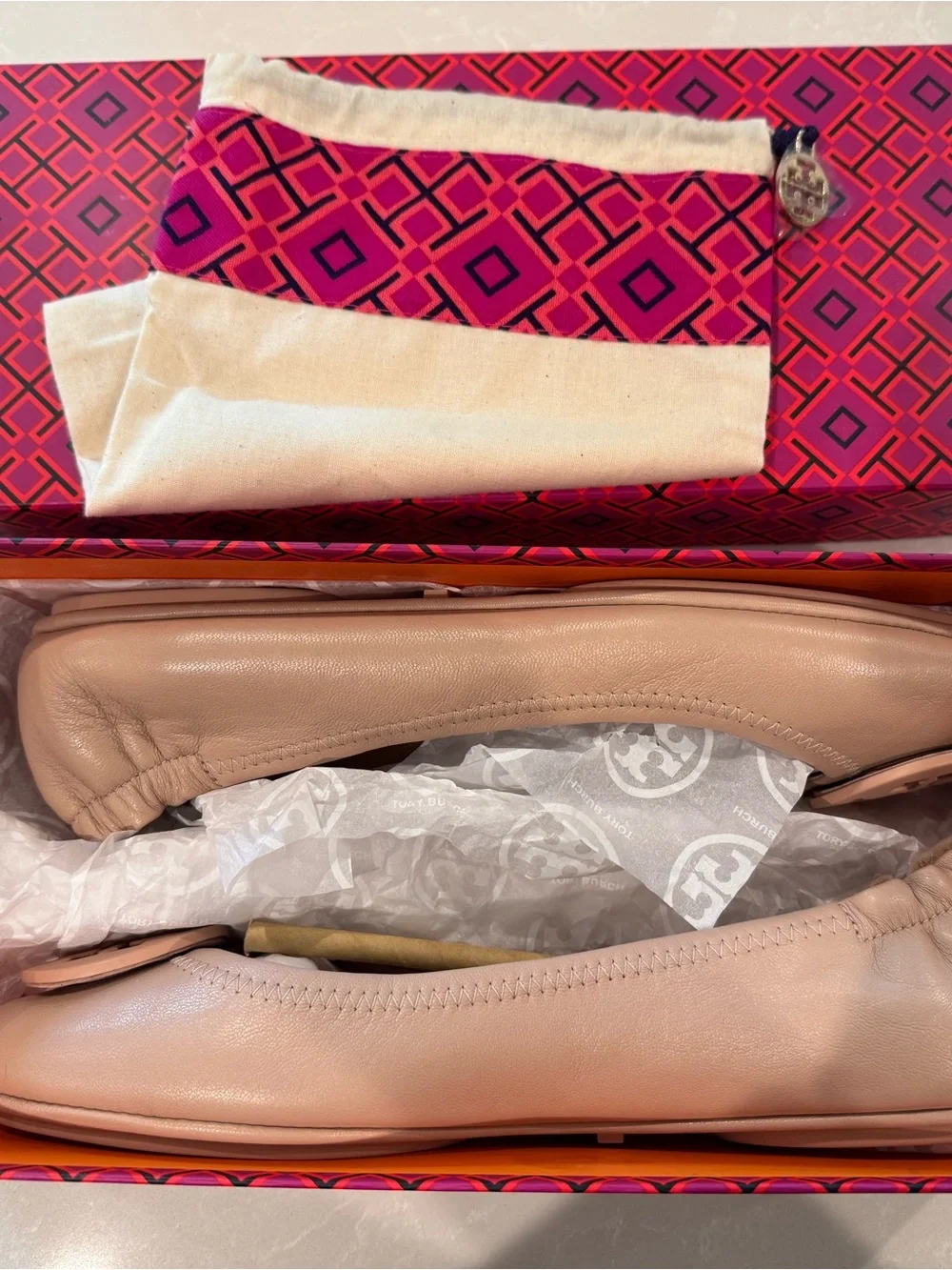 NIB Tory Burch Women’s Minnie Travel Ballet Flats in Goan Sand